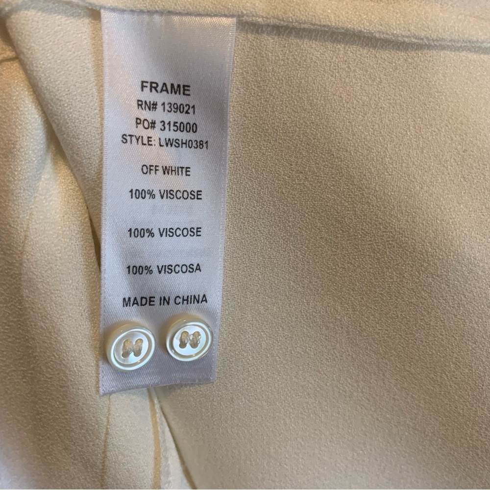 Frame Tuxedo Style Off White Button Down Blouse - image 7
